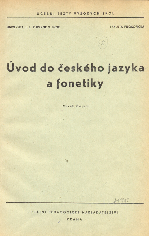Úvod do českého jazyka a fonetiky