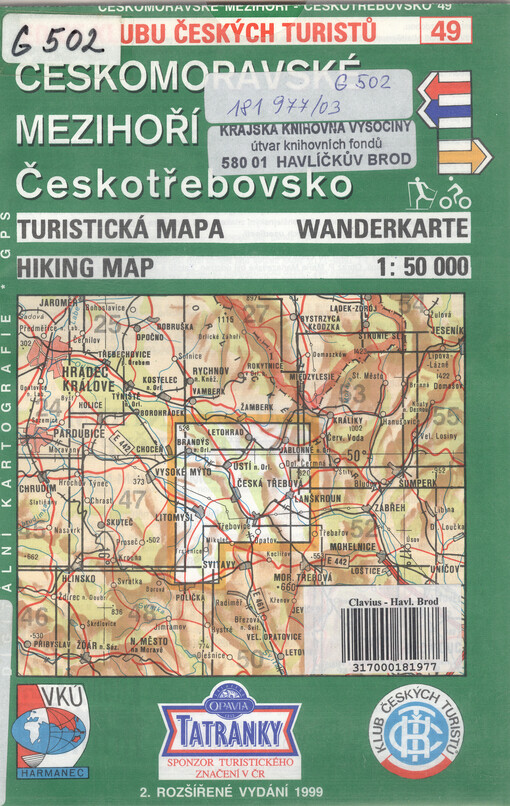 Českomoravské mezihoří - Českotřebovskoturistická mapa 1:50^000