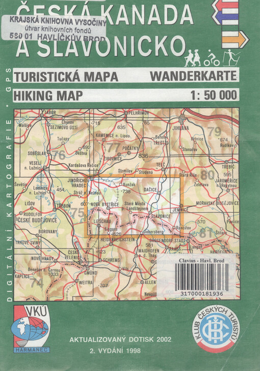 Česká Kanada a Slavonicko turistická mapa