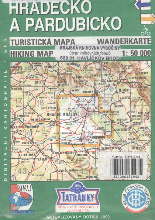Hradecko a Pardubicko turistická mapa