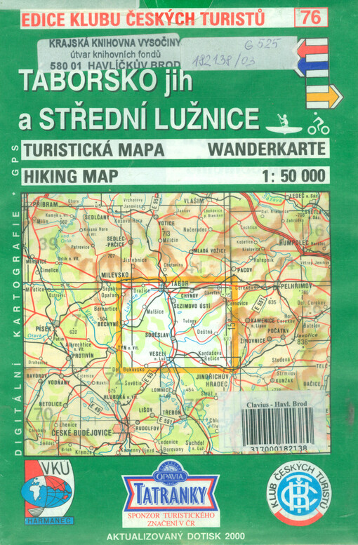 Táborsko jih a střední Lužnice turistická mapa