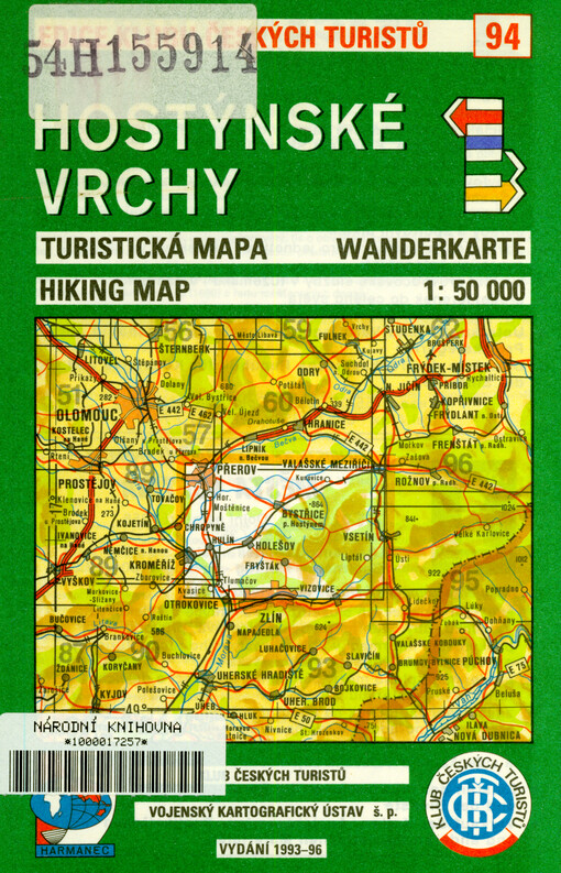 Hostýnské vrchy turistická mapa : 1:50^000