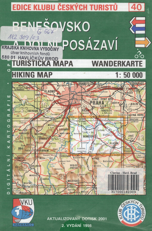Benešovsko a dolní Posázaví turistická mapa 1:50^000