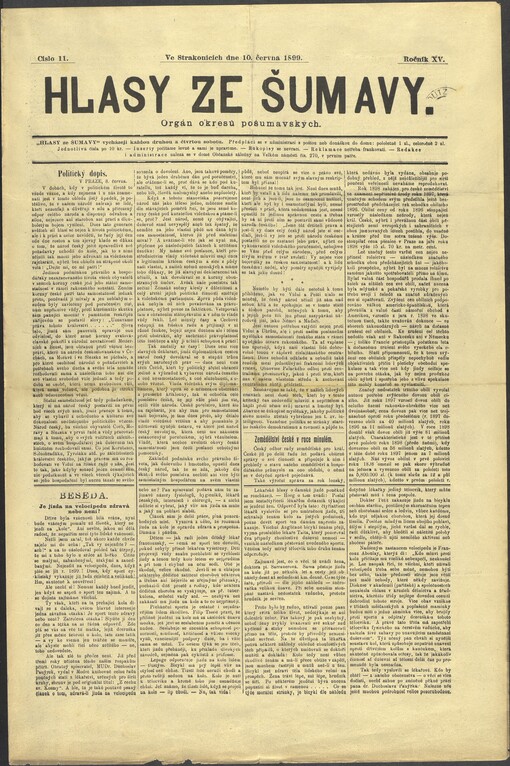 Hlasy ze Šumavy :orgán okresů pošumavských