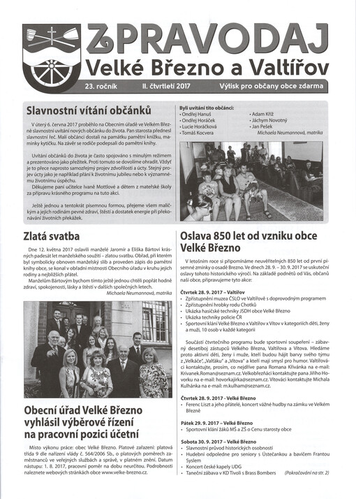 Zpravodaj : Velké Březno a Valtířov