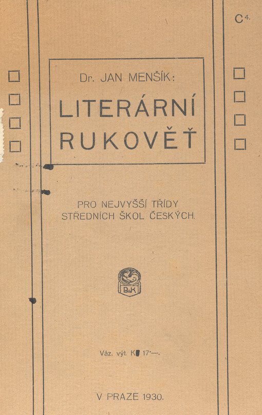 Literární rukověť pro nejvyšší třídy středních škol českých