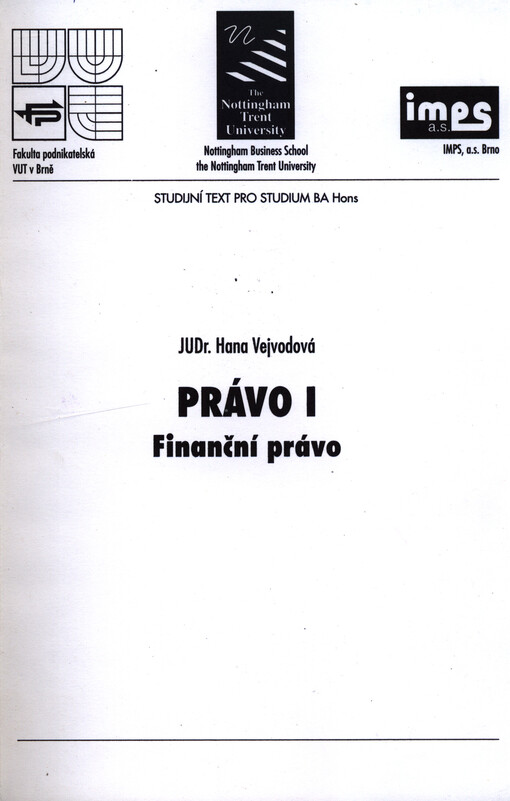 Právo I : finanční právo