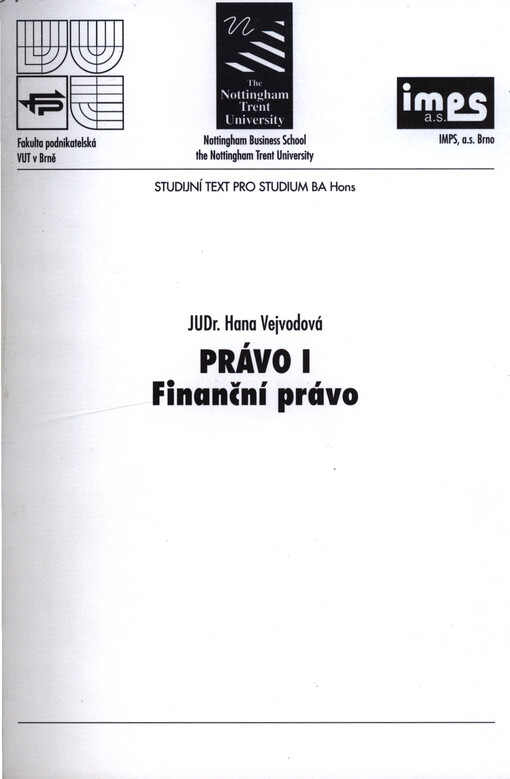 Právo I. Finanční právo