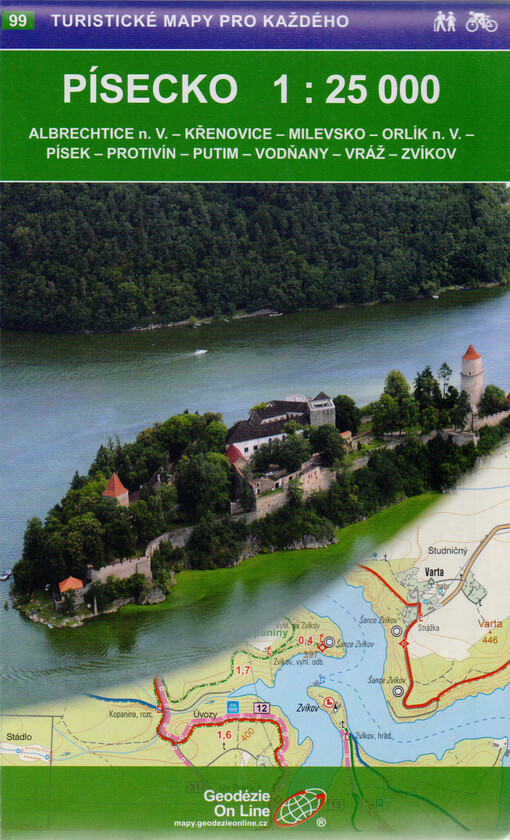 Písecko : Albrechtice n. V. - Křenovice - Milevsko - Orlík n. V. - Písek - Protivín - Putim - Vodňany - Vráž - Zvíkov : cykloturistická a turistická mapa 1:25 000