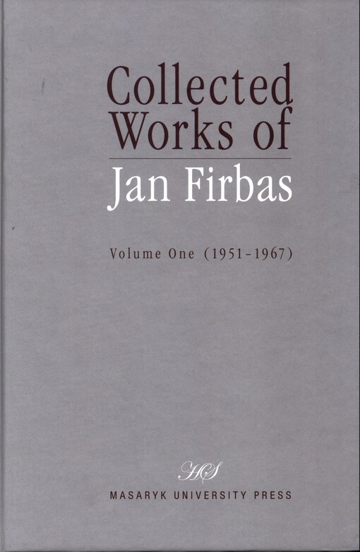 Collected works of Jan Firbas, 1. díl