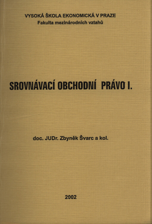 Srovnávací obchodní právo I.