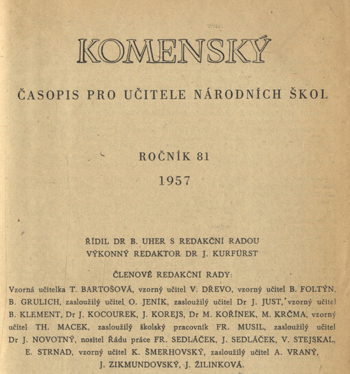 Komenský : týdeník vychovatelský věnovaný učitelstvu našemu jakož i přátelům školstva a milé mládeže naší