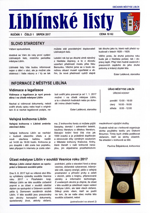 Liblínské listy : občasník městyse Liblín