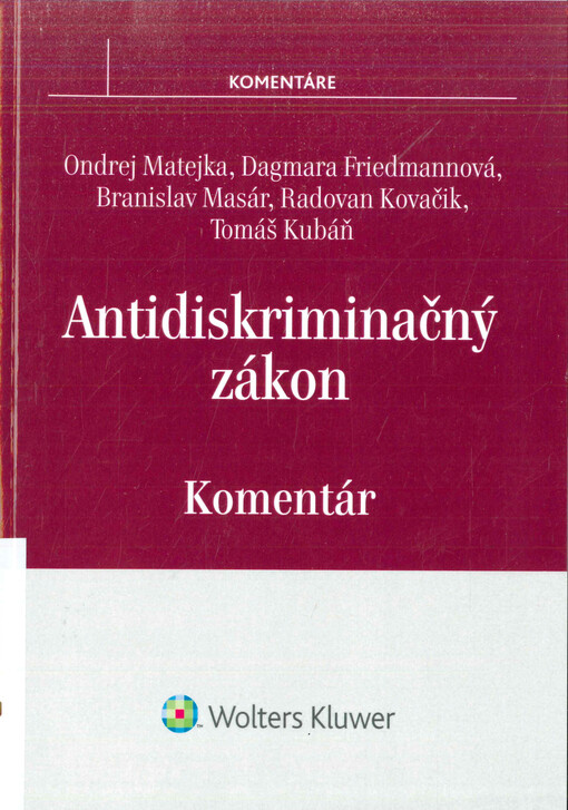 Antidiskriminačný zákon : komentár