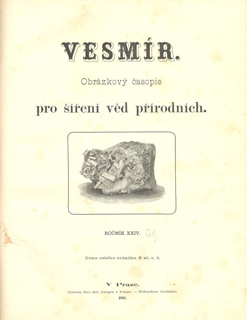 Vesmír : časopis pro šíření vědy přírodní, zeměpisné a národopisné