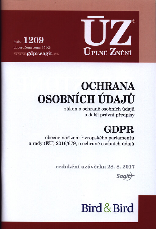 Ochrana osobních údajů (GDPR) ÚZ č.1209