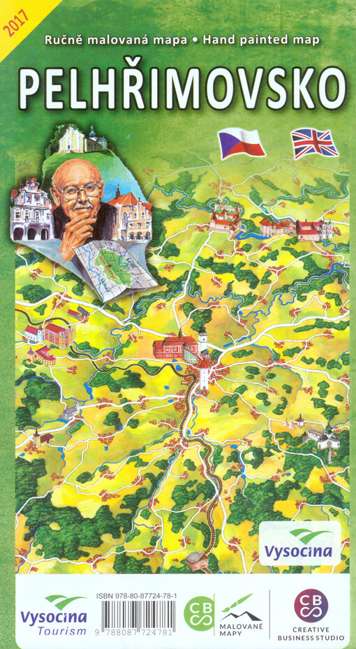 Ručně malovaná mapa Pelhřimovsko = Hand painted map Pelhřimovsko
