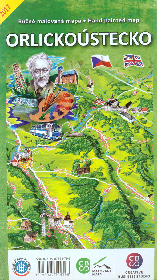 Ručně malovaná mapa Orlickoústecko = Hand painted map Orlickoústecko
