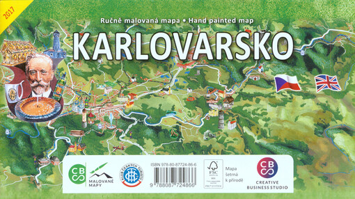Ručně malovaná mapa Karlovarsko = Hand painted map Karlovarsko