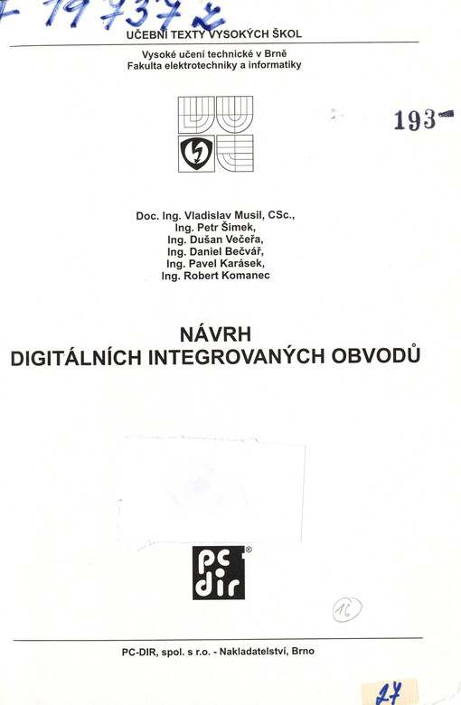 Návrh digitálních integrovaných obvodů