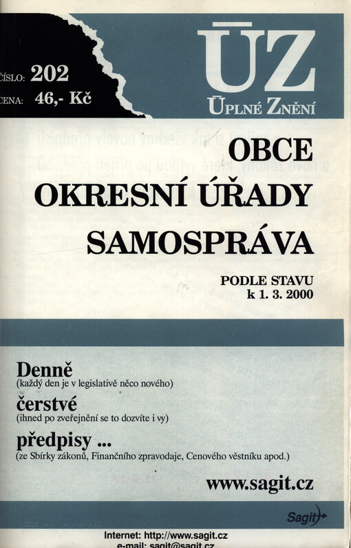 Obce, okresní úřady, samospráva : podle stavu k 1.3.2000