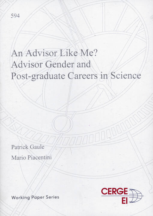 An advisor like me? : advisor gender and post-graduate careers in science