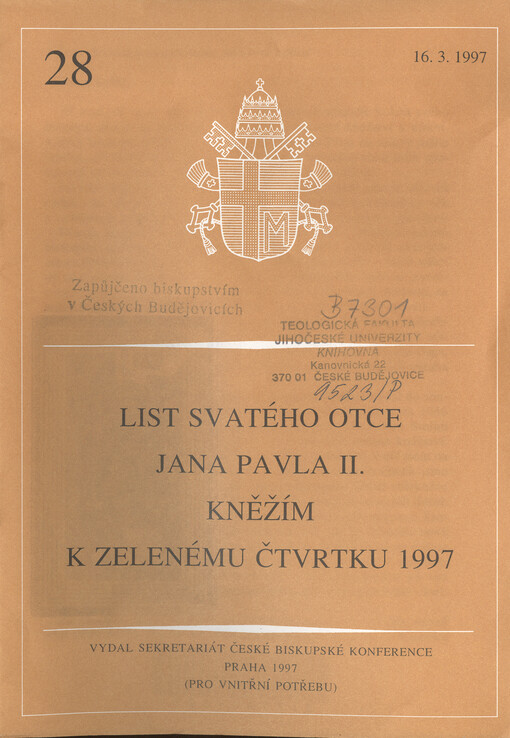 List Svatého otce Jana Pavla II. kněžím k Zelenému čtvrtku 1997