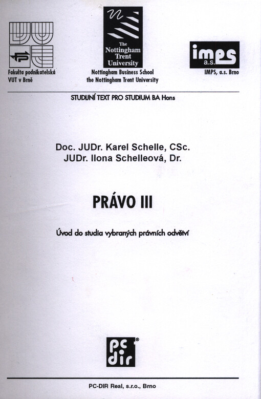 Právo III : úvod do studia vybraných právních odvětví