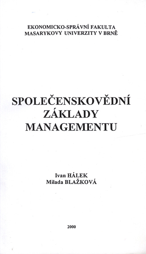 Společenskovědní základy managementu