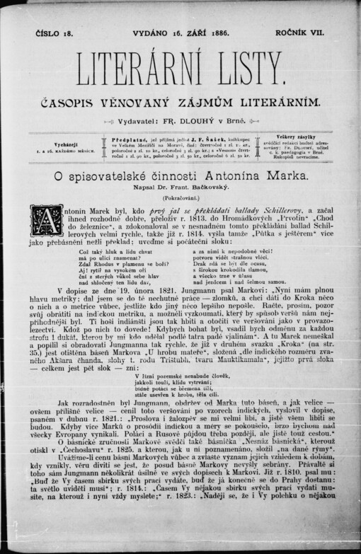 Literární listy : orgán přátel české literatury