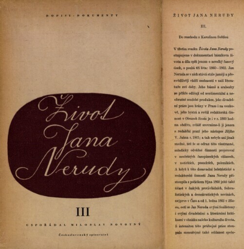 Život Jana Nerudy :dopisy - dokumenty.Díl 3,Do rozchodu s Karolinou Světlou (1860-1862)