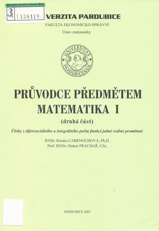 Průvodce předmětem Matematika I