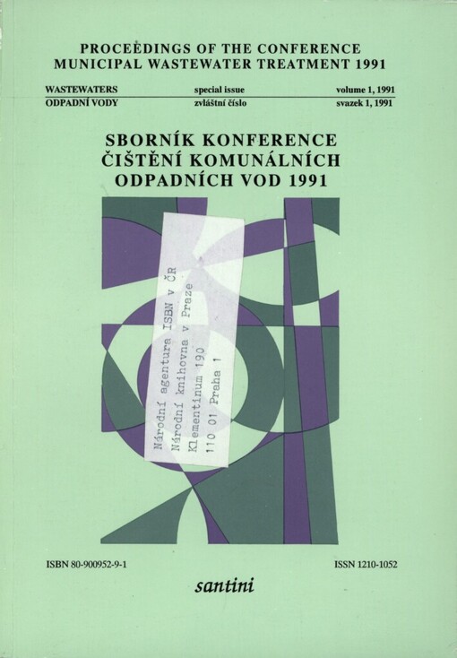 Sborník konference Čištění komunálních odpadních vod 1991 =: Proceedings of the Conference Municipal Wastewater Treatment 1991 : Malenovice pod Lysou horou 13. - 15. listopadu 1991, Ústředí České vodohospodářské inspekce...[aj.]