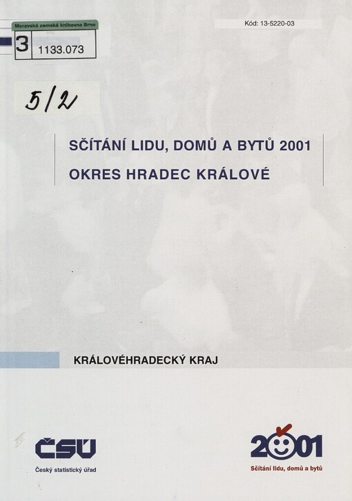 Sčítání lidu, domů a bytů 2001, Okres Hradec Králové, Královéhradecký kraj