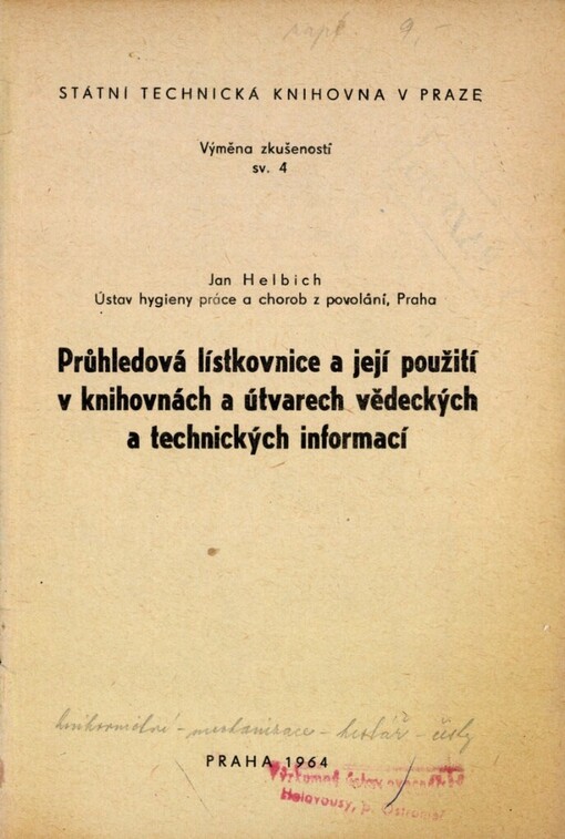 Průhledová lístkovnice a její použití v knihovnách a útvarech vědeckých a technických informací