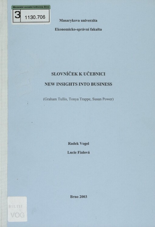 Slovníček k učebnici New insights into business: (Graham Tullis, Tonya Trappe, Susan Power)