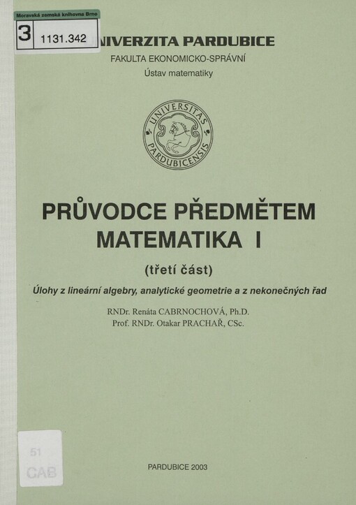 Průvodce předmětem matematika I