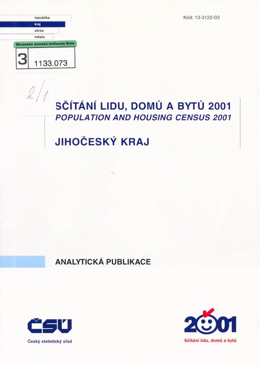 Sčítání lidu, domů a bytů 2001 =: Population and housing census 2001