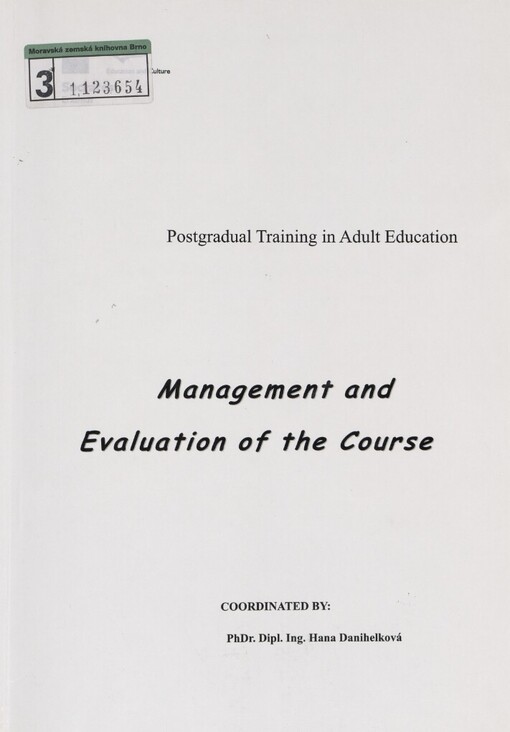 Management and evaluation of the course: postgradual training in Adult education