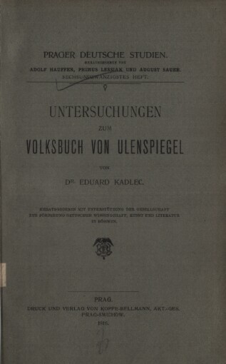 Untersuchungen zum Volksbuch von Ulenspiegel