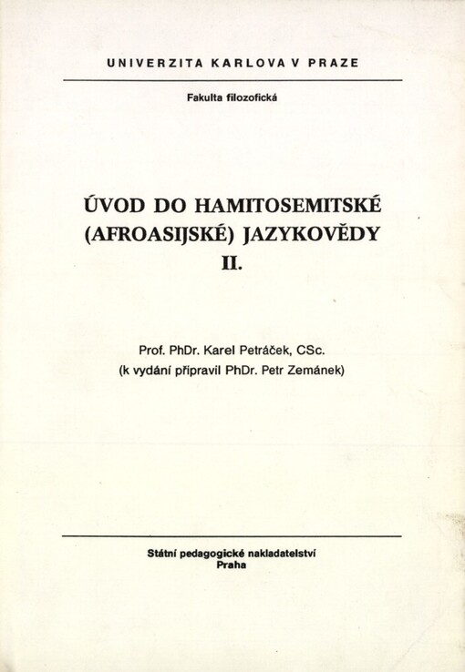 Úvod do hamitosemitské (afroasijské) jazykovědy: určeno pro posl. fak. filozof