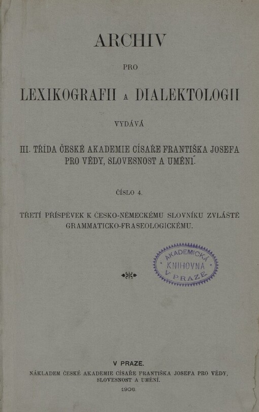Třetí příspěvek k česko-německému slovníku, zvláště grammaticko-fraseologickému