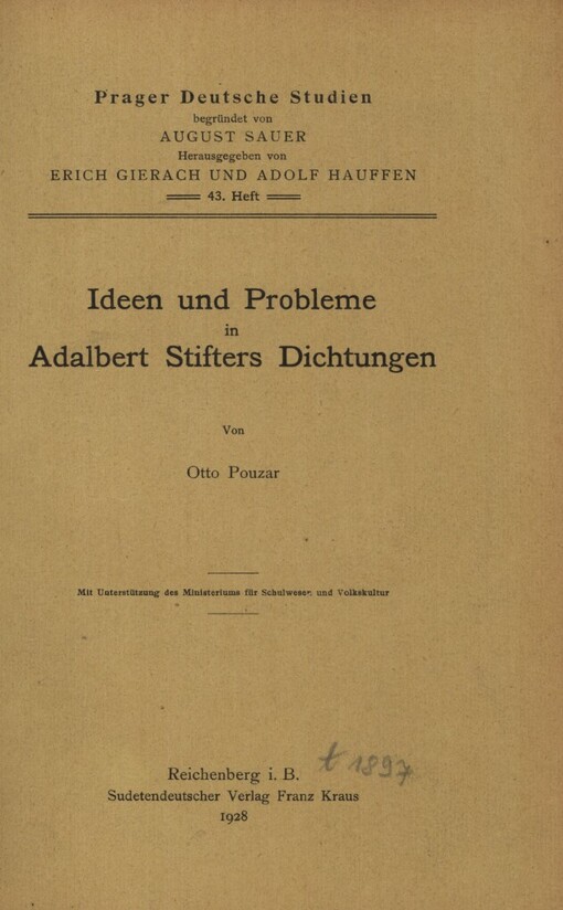 Ideen und Probleme in Adalbert Stifters Dichtungen