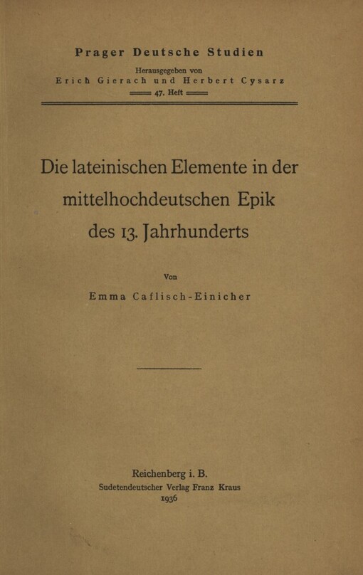 lateinischen Elemente in der mittelhochdeutschen Epik des 13. Jahrhunderts