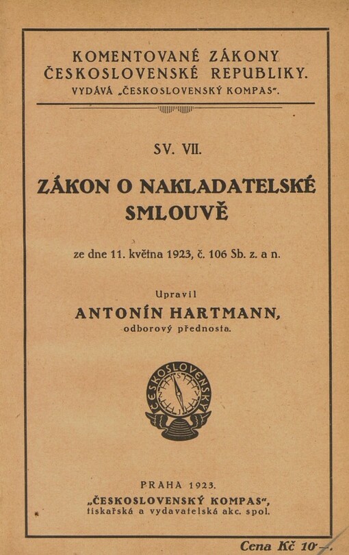 Zákon o nakladatelské smlouvě ze dne 11. května 1923 č. 106 sb. z. a n
