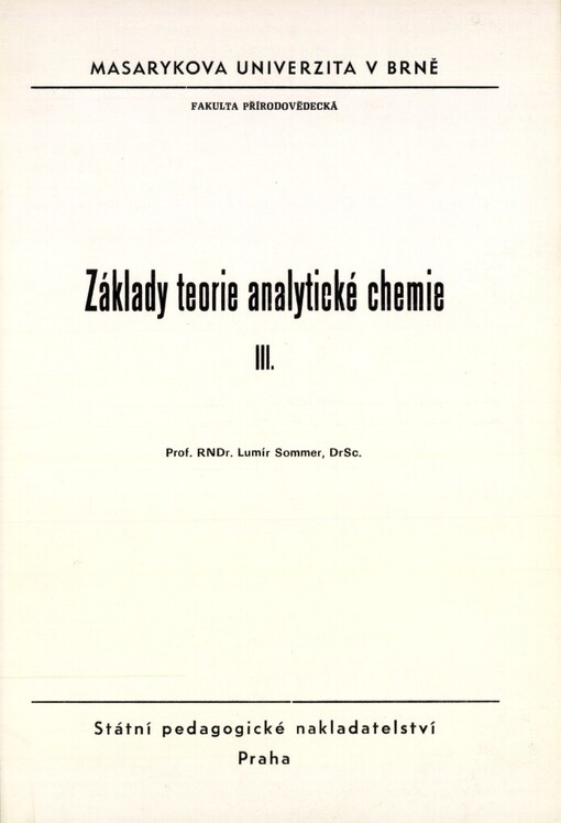 Základy teorie analytické chemie III