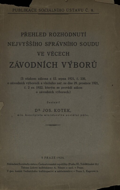 Přehled rozhodnutí nejvyššího správního soudu ve věcech závodních výborů