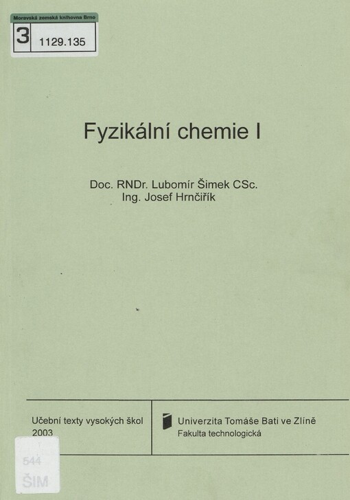 Fyzikální chemie I