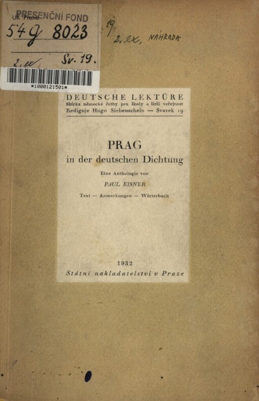 Prag in der deutschen Dichtung :Eine Anthologie : Text - Anmerkungen - Wörterbuch