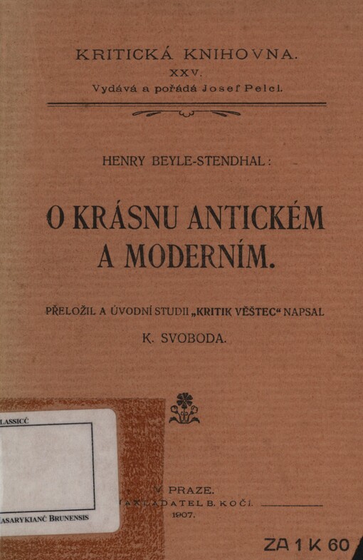 O krásnu antickém a moderním